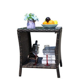 Outdoor Patio Furniture 1 Coffee Table With Clear Tempered Glass