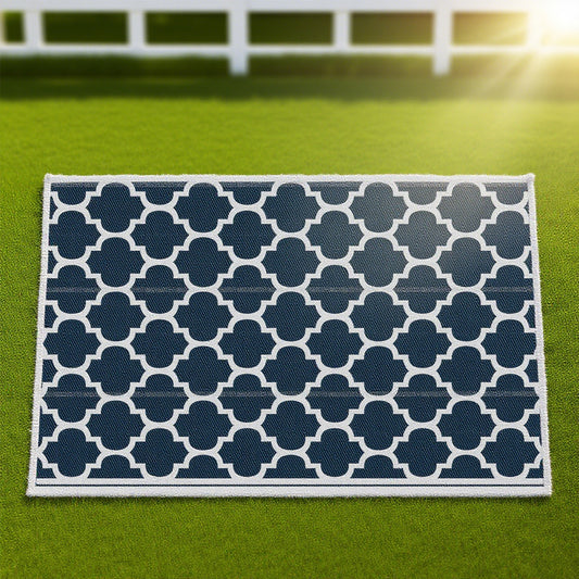 Reversible Polypropylene Outdoor Rug Folding, Durable, Perfect  With Four Straps  Waterproof Outdoor For Camping, Deck & Beach Black