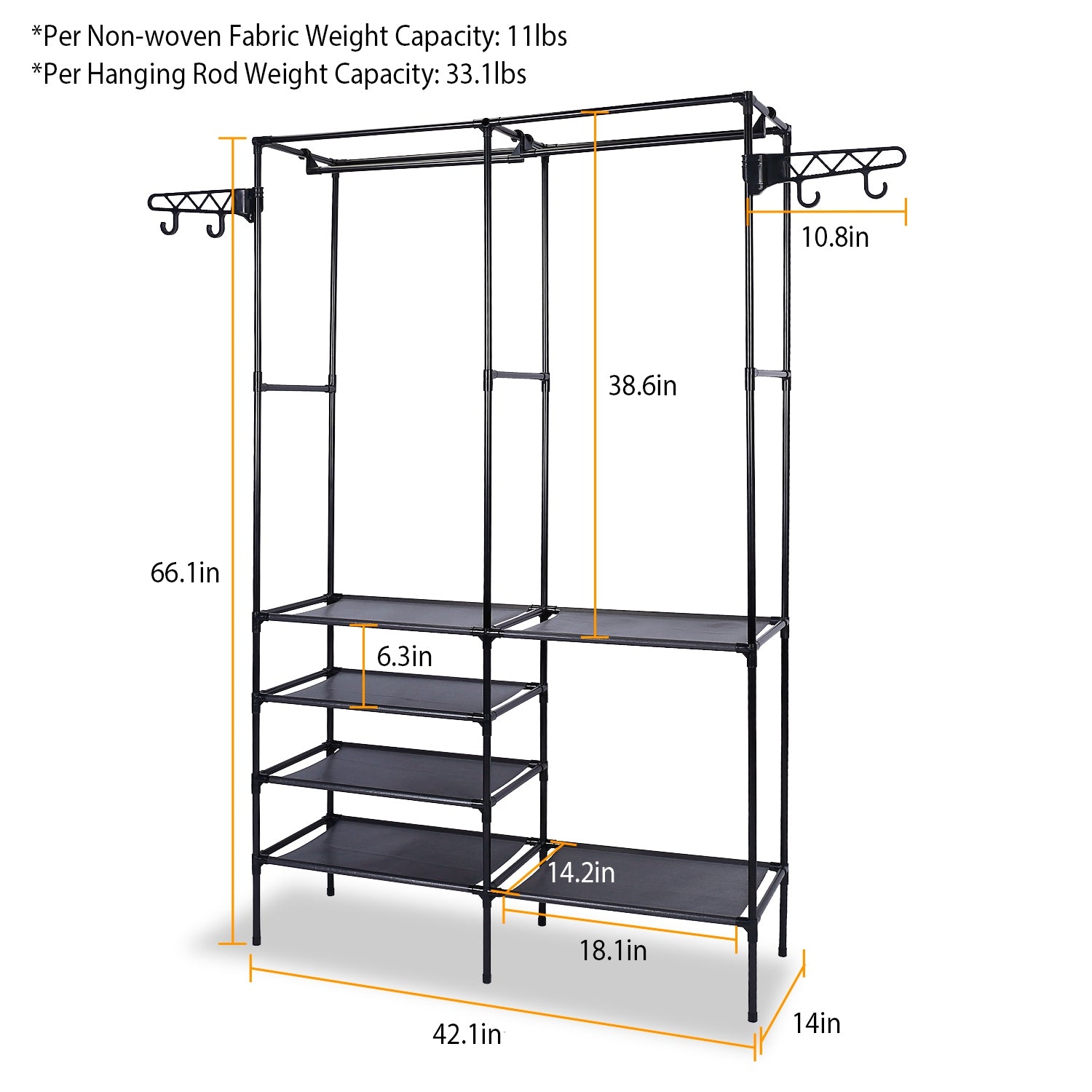 1Pc Metal Garment Rack Shoe Clothing Organizer Shelves Freestanding Multifunctional Clothes Wardrobe