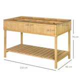 Garden Wooden Planters, Rectangular 8 Compartment Plant Stand, Oak Tone