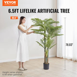 Artificial Gold Cane Palm Tree, 6.5 FT Tall Faux Plant, PE Material & Anti-Tip Tilt Protection Low-Maintenance Plant, Lifelike Green Fake Tree For Home Office Warehouse Decor Indoor Outdoor