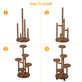 5 Tier Plant Stand With 4 Detachable Wheels Wooden Plant Pot Rolling Shelf Plant Display Rack For Indoor Outdoor Decoration