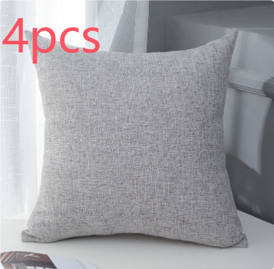 Plain Cotton Linen Sofa Cushion Thickened Square Pillow