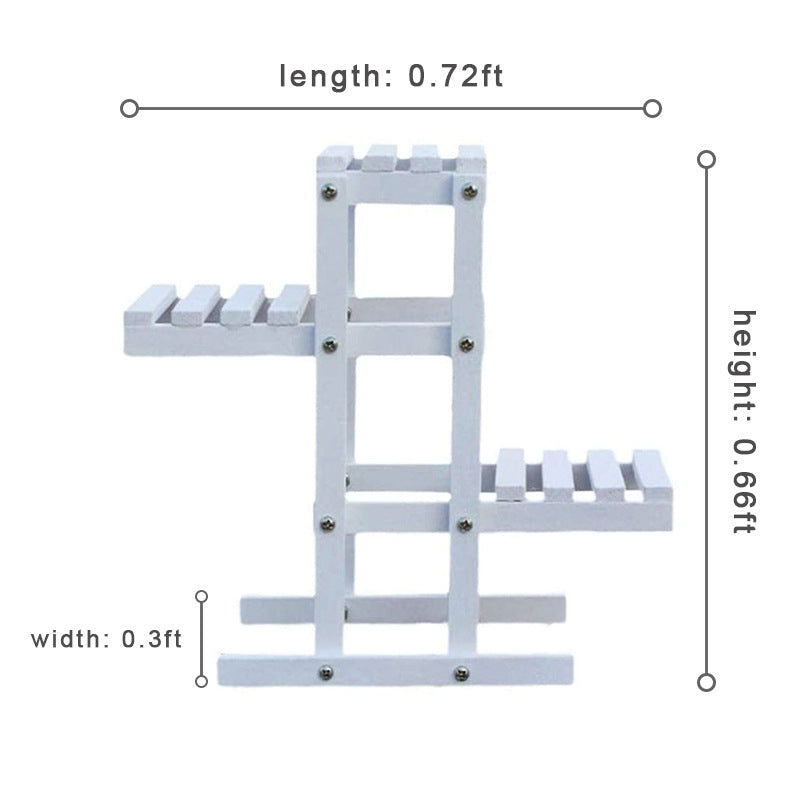 Wooden Multi-layer Plant Stand White Layered Wooden Fence Small Flower Stand