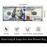 One Hundred Dollar Design Area Rug, Currency Inspired Non-Slip Carpet For Living Room & Entryway