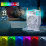 Portable USB Air Conditioner Cooling Fan With 5 Sprays 7 Color Light 600ML Water Tank Spray Mist Air Cooler Humidifiers