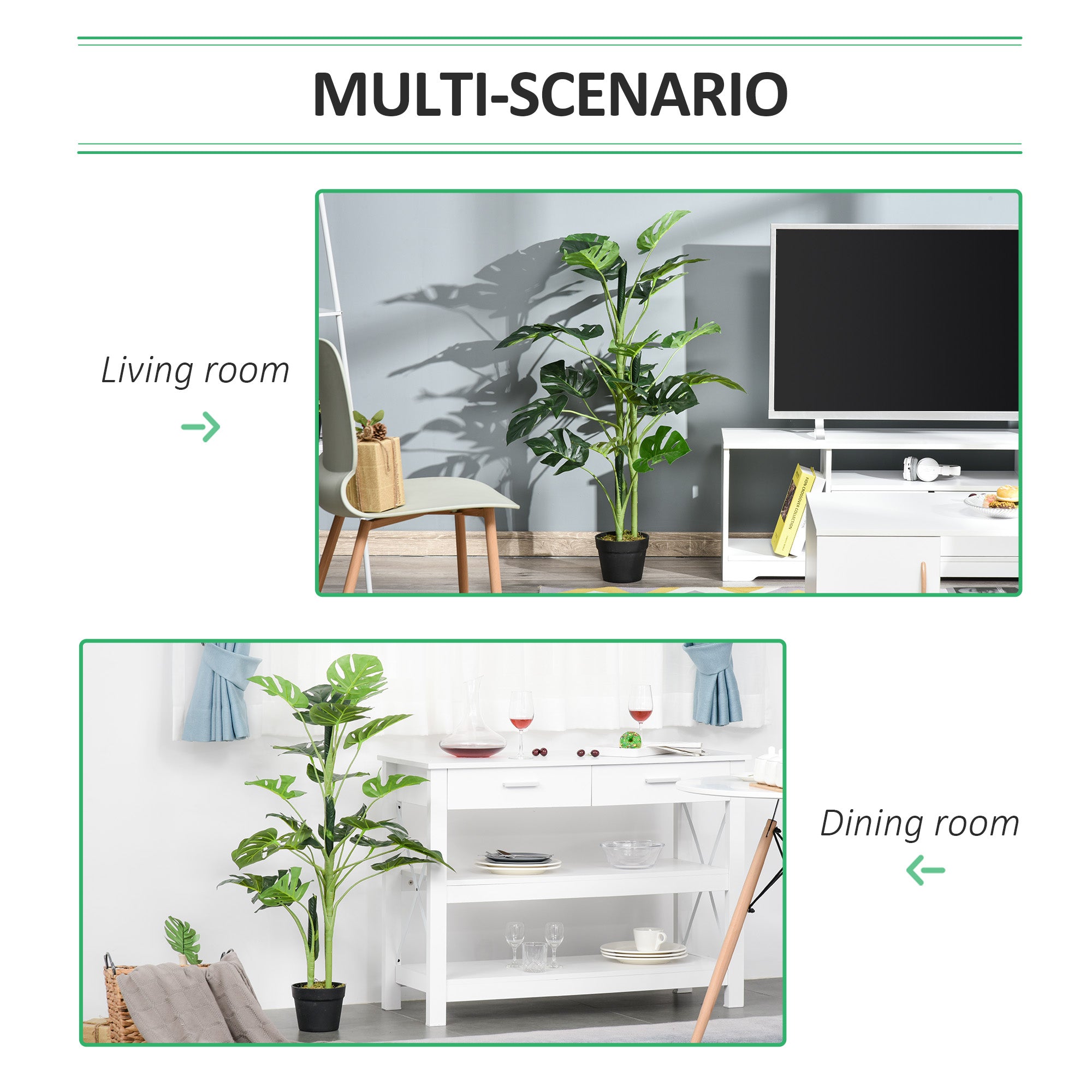 100cm/3.3FT Artificial Monstera Tree Decorative Cheese Plant 21 Leaves With Nursery Pot, Fake Tropical Palm Tree For Indoor Dcor