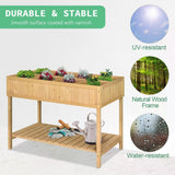 Garden Wooden Planters, Rectangular 8 Compartment Plant Stand, Oak Tone