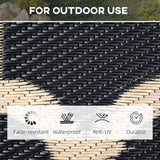 Reversible Polypropylene Outdoor Rug Folding, Durable, Perfect  With Four Straps  Waterproof Outdoor For Camping, Deck & Beach Black