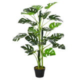 100cm/3.3FT Artificial Monstera Tree Decorative Cheese Plant 21 Leaves With Nursery Pot, Fake Tropical Palm Tree For Indoor Dcor